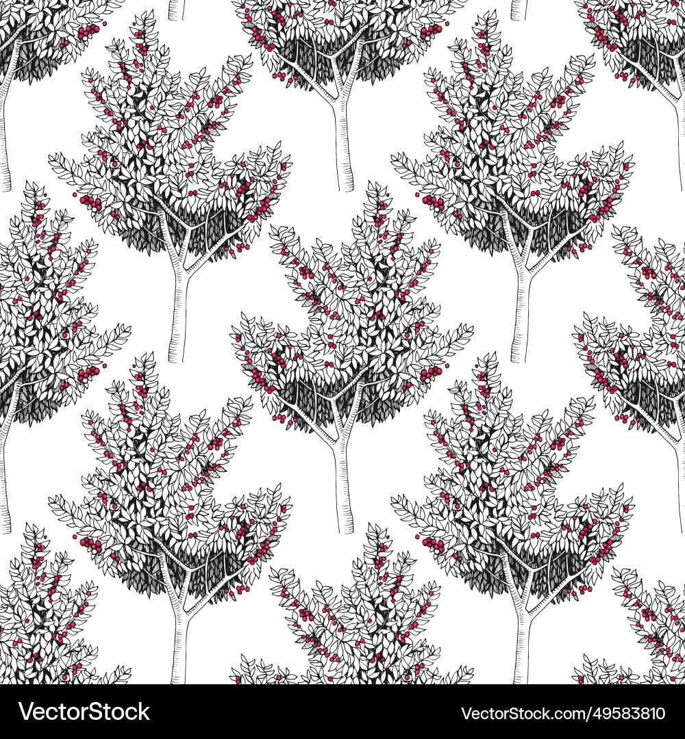 Seamless pattern with cherry trees vector image