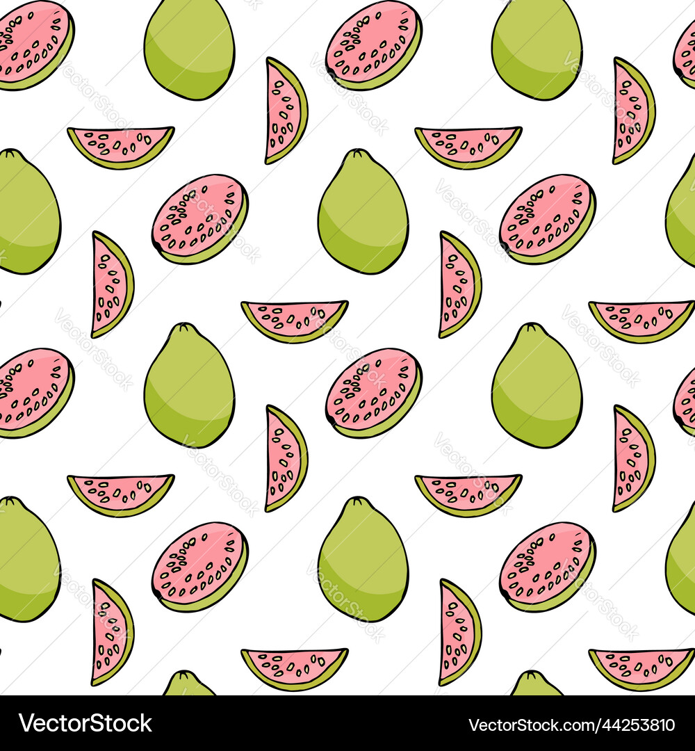 Seamless pattern with guajava on white background Vector Image