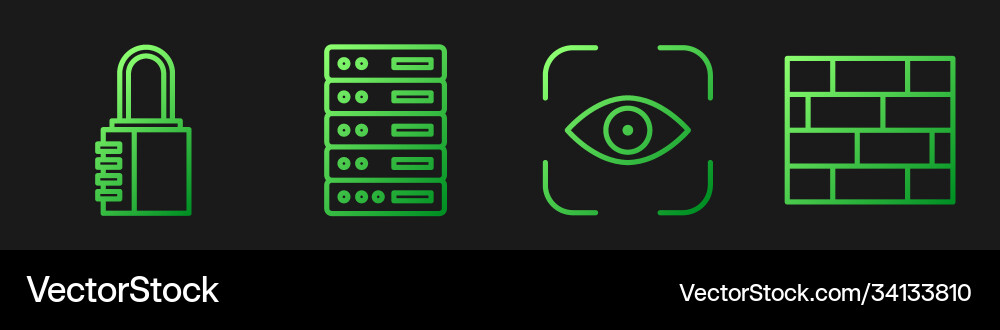 Set line eye scan safe combination lock server Set line eye scan safe combination lock server vector image