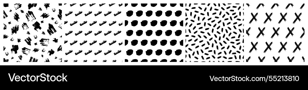 Set of seamless patterns with scribble smears Set of seamless patterns with scribble smears Vector Image