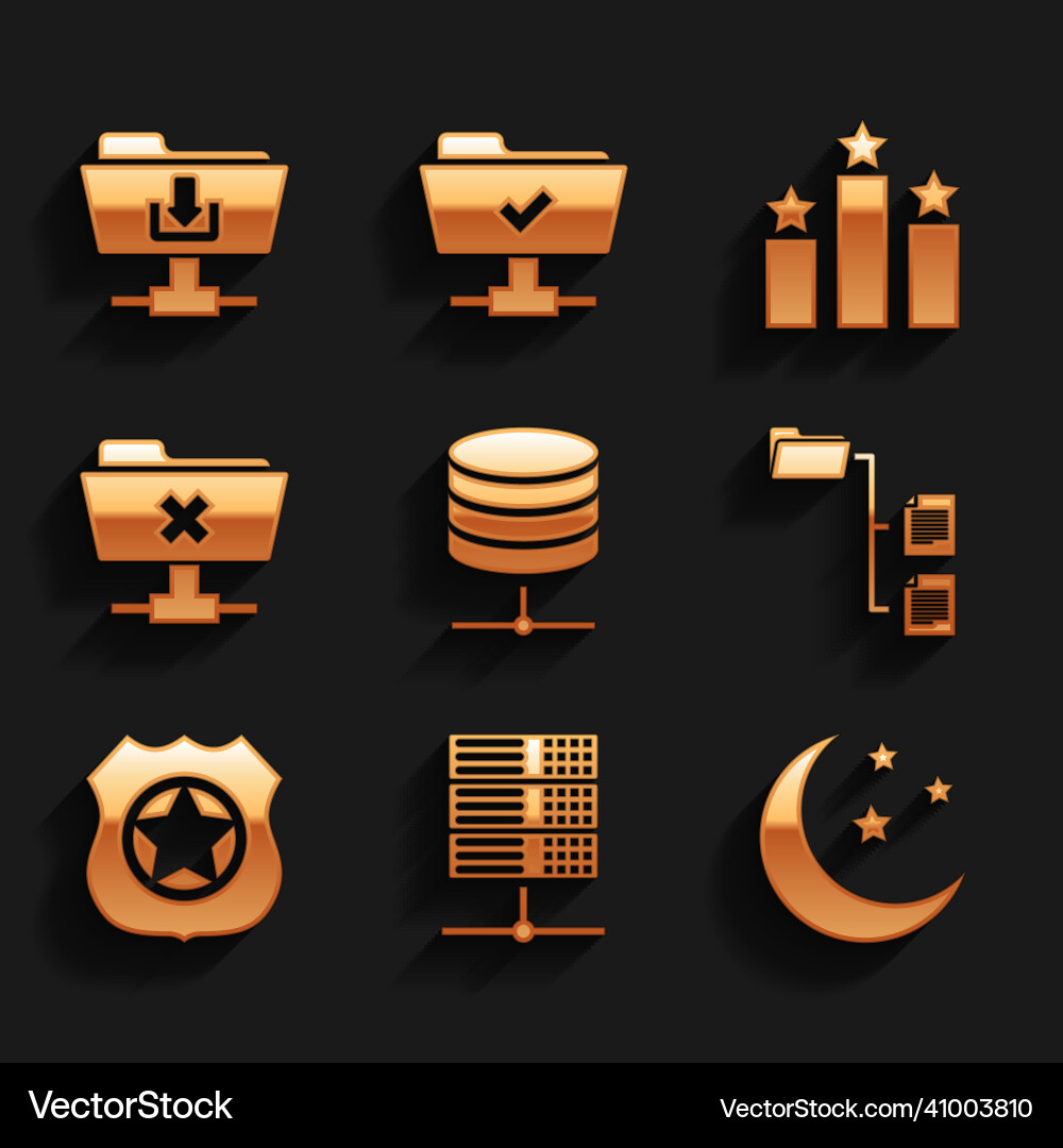 Set server data web hosting moon and stars Set server data web hosting moon and stars vector image