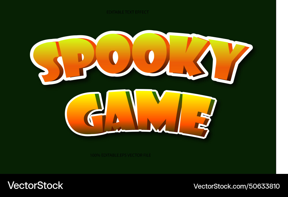 Spooky game editable text effect emboss gradient Spooky game editable text effect emboss gradient vector image