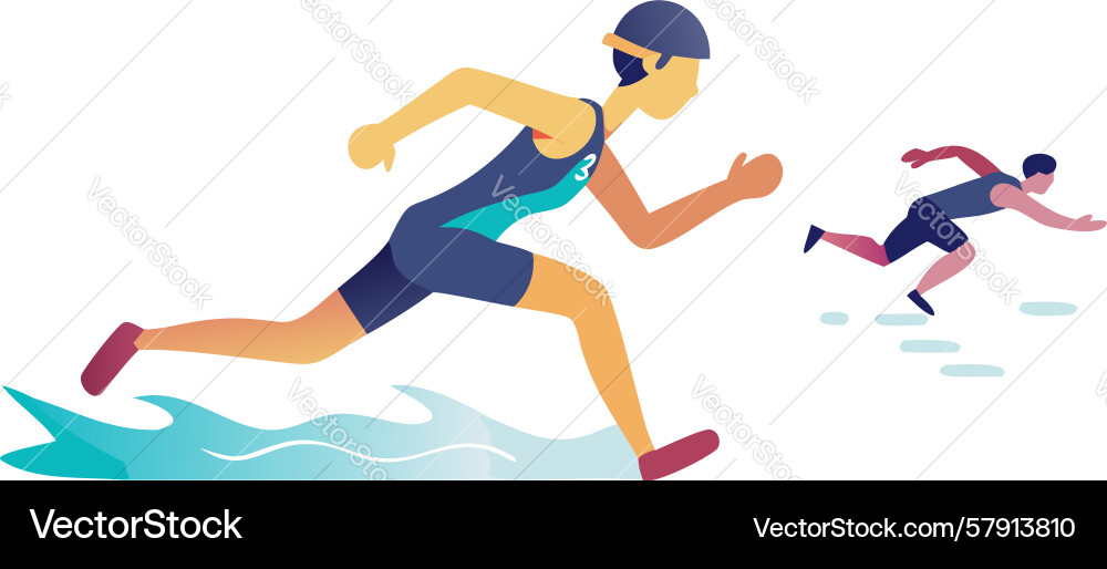 Sprinter running on a track in a competitive race vector image