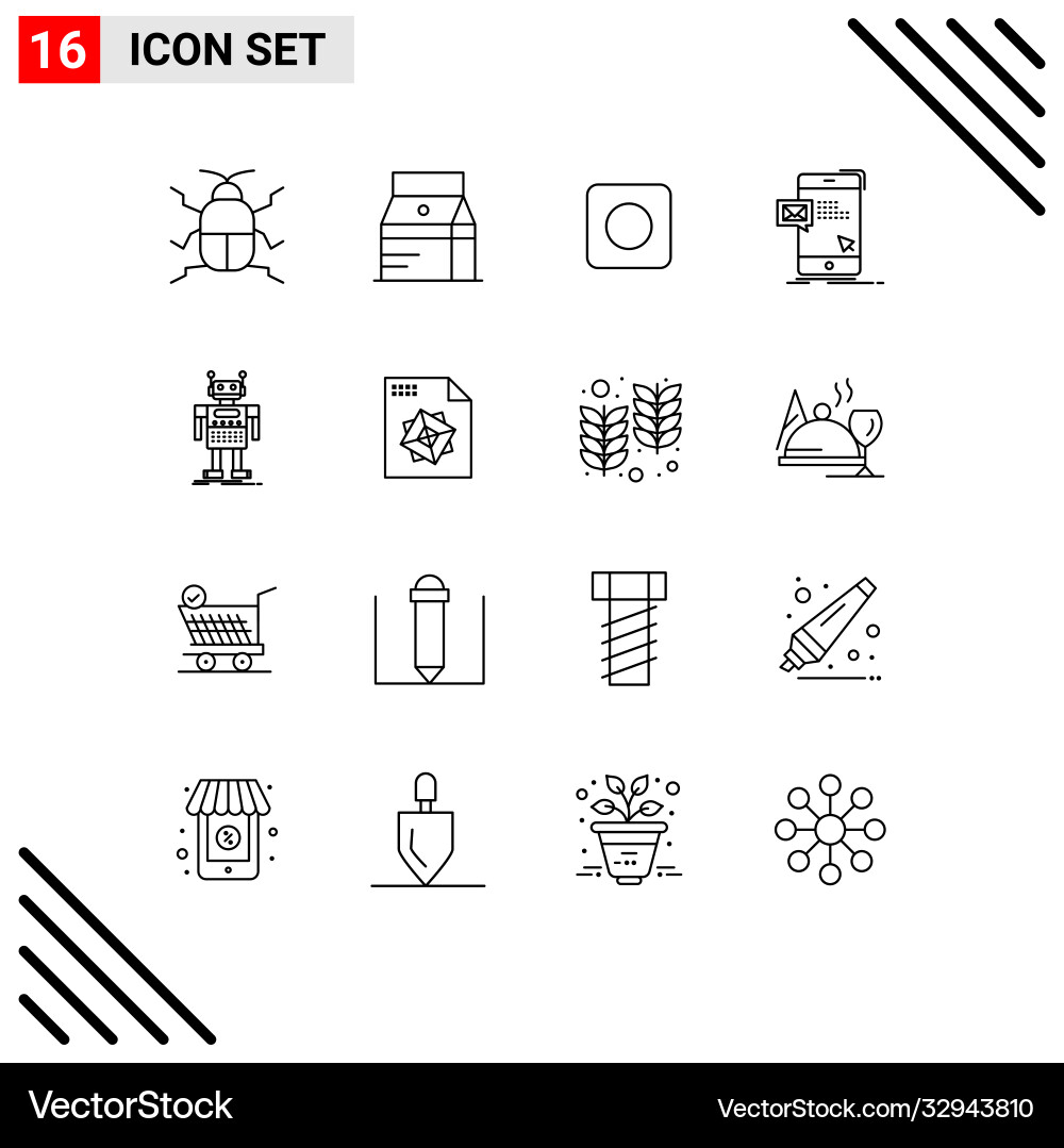 User interface pack 16 basic outlines robot Vector Image