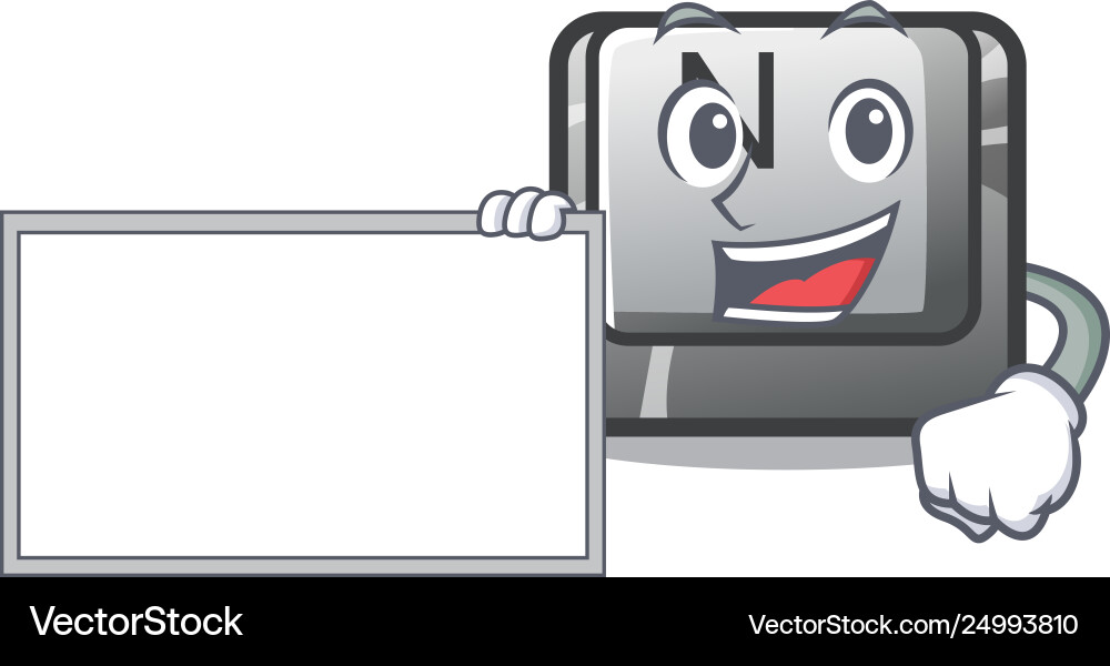 With board button n on a game character With board button n on a game character vector image