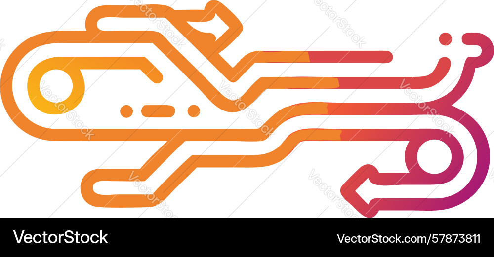 Abstract circuit-like path in vibrant colors vector image