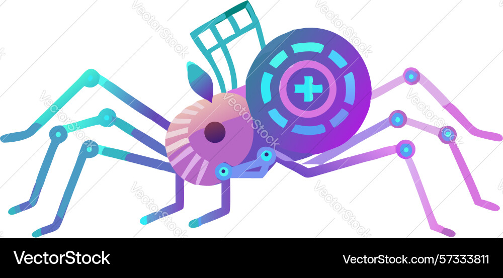Abstract robotic spider icon design generative ai vector image
