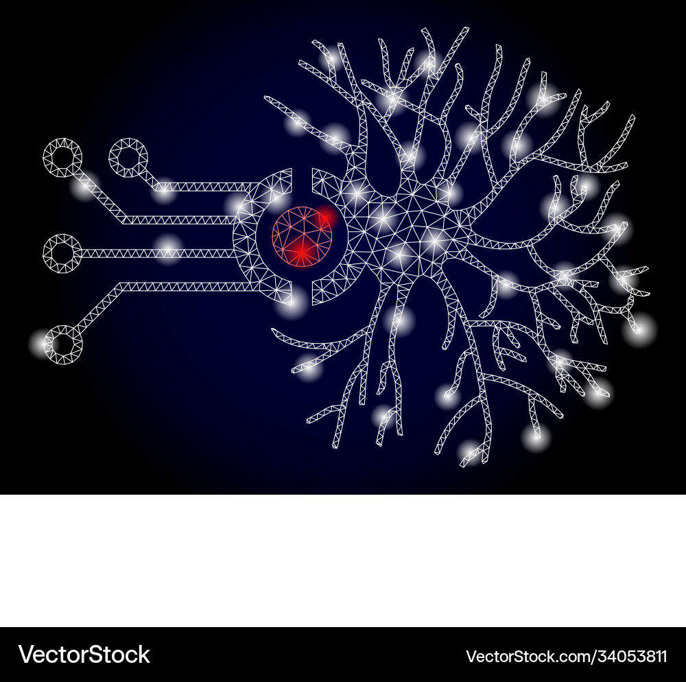 Bright polygonal mesh digital neural connection Bright polygonal mesh digital neural connection vector image