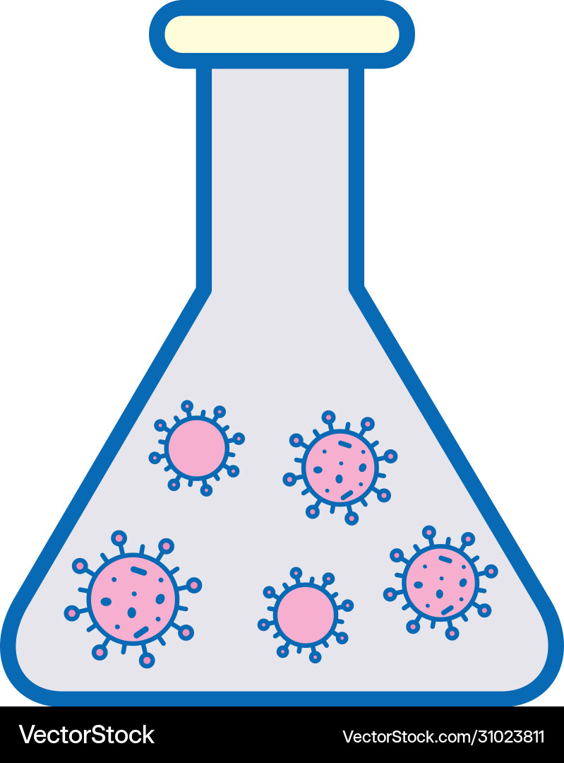 Covid19 19 virus inside flask line and fill style vector image