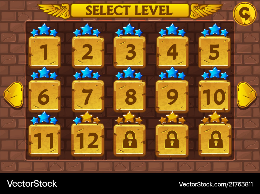 Egyptian style level select screen game ui set Egyptian style level select screen game ui set Vector Image