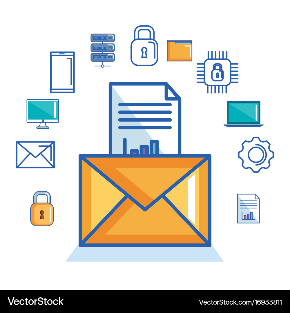 Email message document security cyber digital vector image