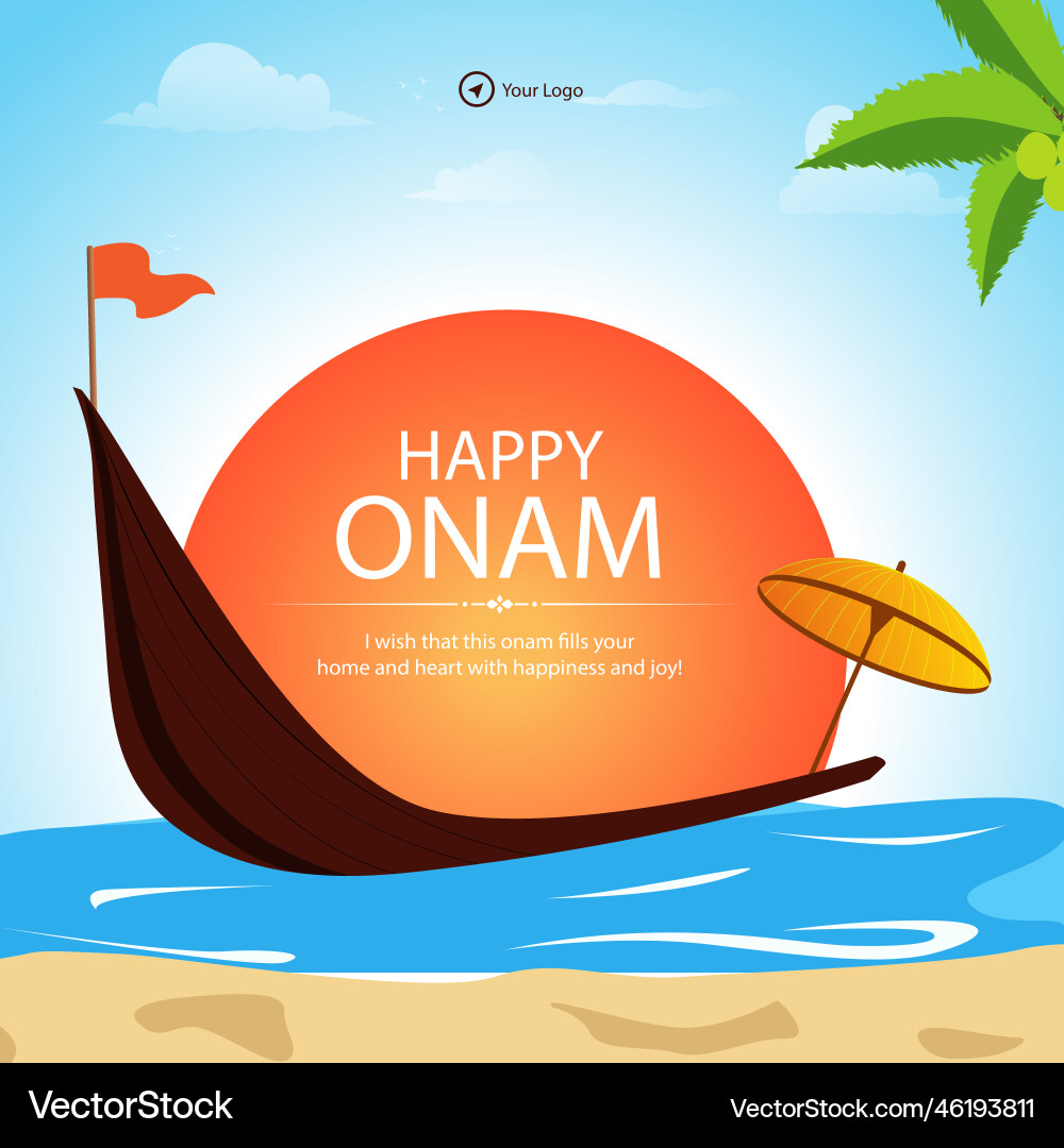 Happy onam south indian kerala festival banner Happy onam south indian kerala festival banner vector image