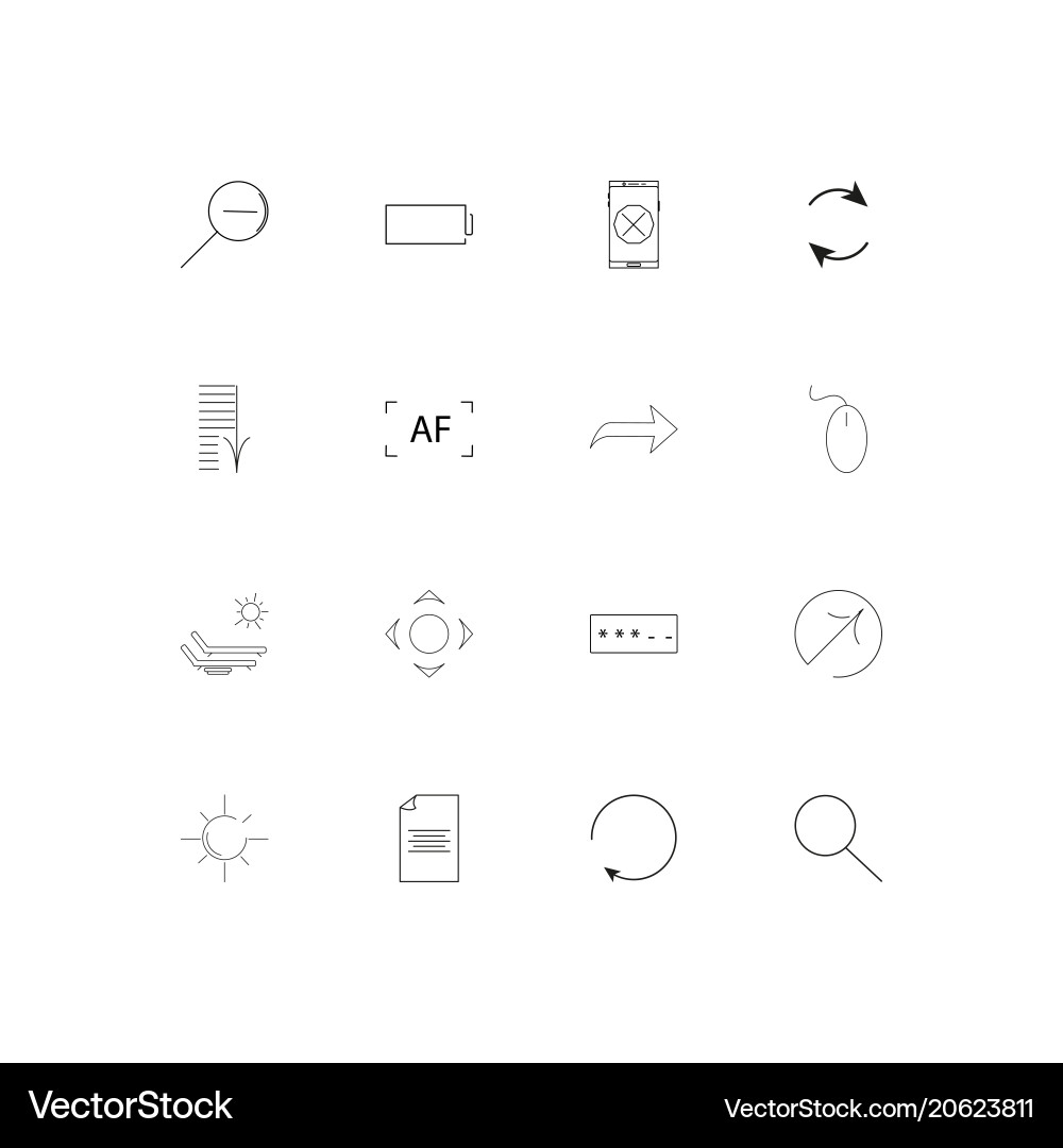 Interface simple linear icons set outlined vector image