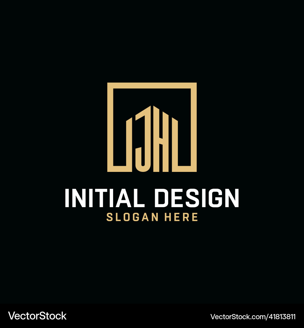 Jh initial monogram logo design with square shape Vector Image