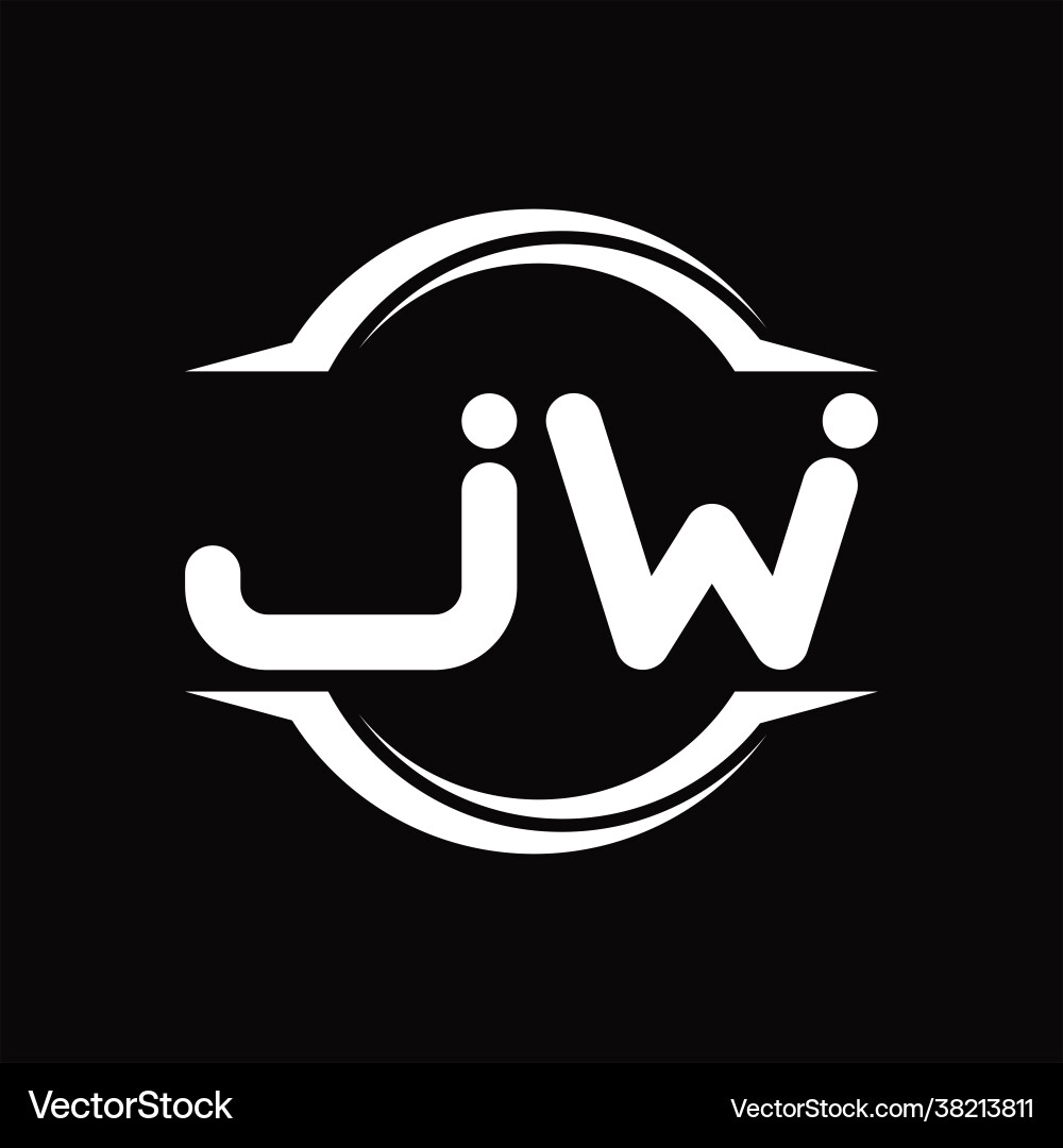 Jw logo monogram with circle rounded slice shape Jw logo monogram with circle rounded slice shape Vector Image
