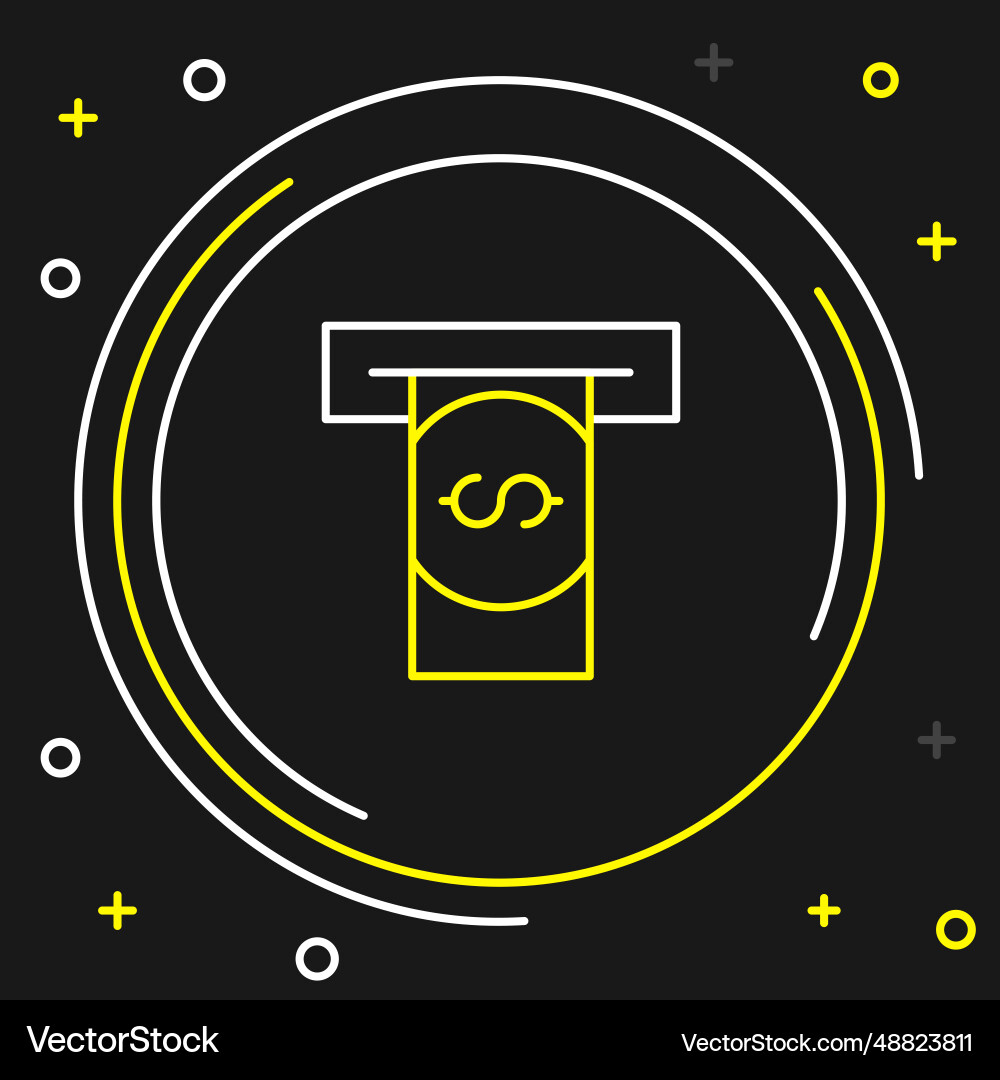 Line atm - automated teller machine and money Line atm - automated teller machine and money vector image