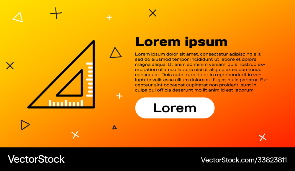 Line triangular ruler icon isolated on yellow Line triangular ruler icon isolated on yellow vector image