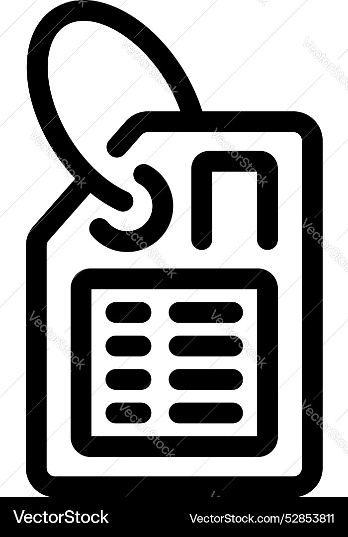 Luggage tag icon with string for attaching showing Luggage tag icon with string for attaching showing vector image