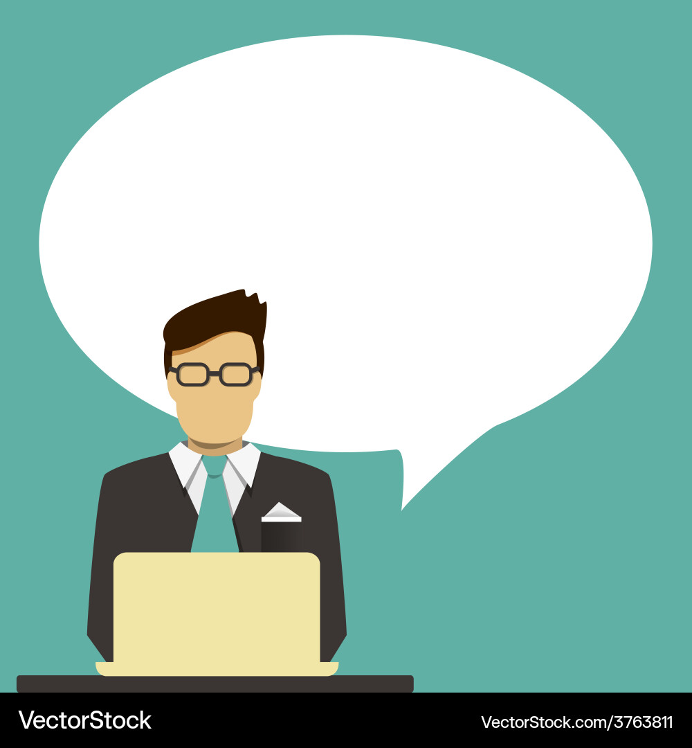 Man at desk with speech bubble vector image