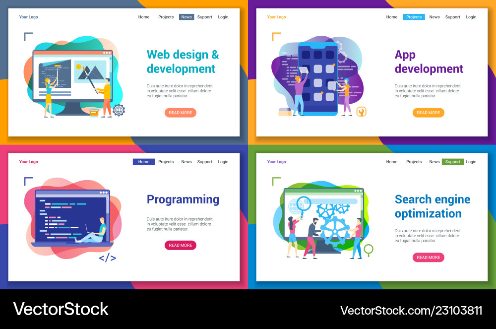 Modern Landing Page Set - Tech & Development vector image