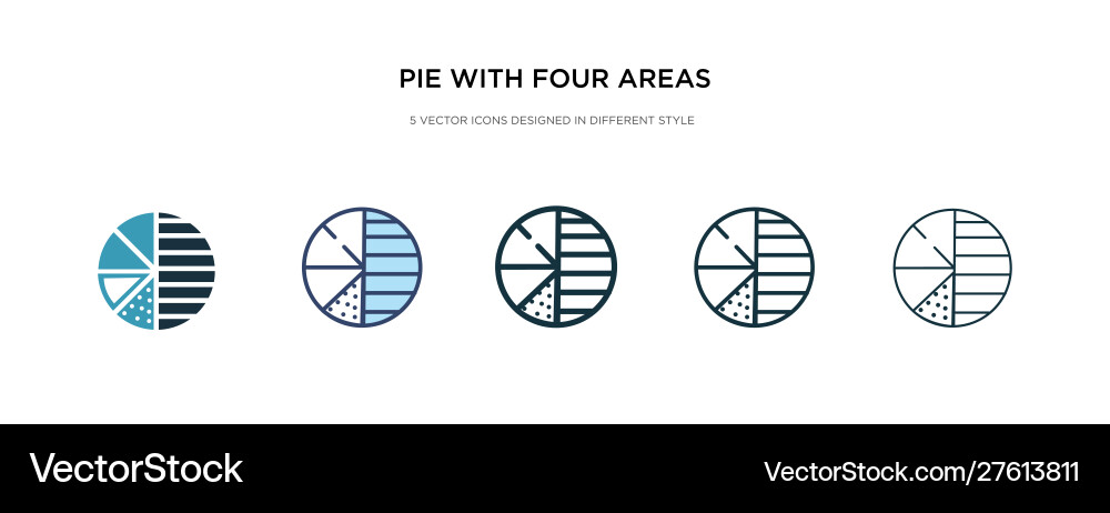 Pie with four areas icon in different style two Pie with four areas icon in different style two vector image
