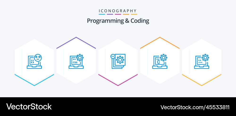 Programming and coding 25 blue icon pack vector image