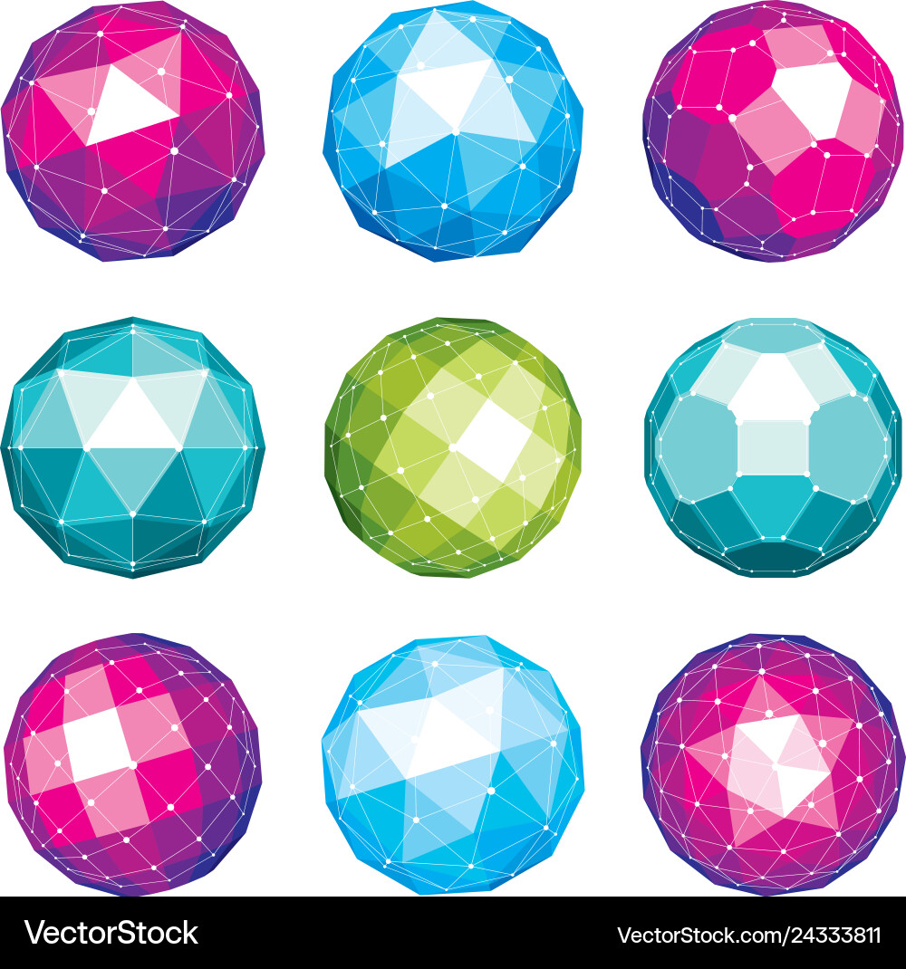 Set aus dimensionalem Drahtrahmen niedrige Polyobjekte Set aus dimensionalem Drahtrahmen niedrige Polyobjekte vektorbild