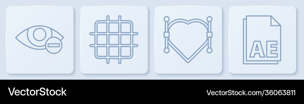 Set line red eye effect heart with bezier curve vector image