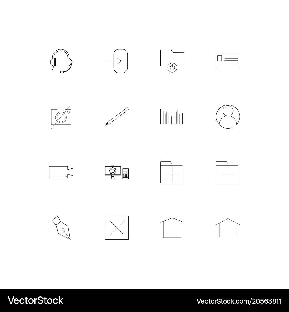User interface simple linear icons set outlined vector image