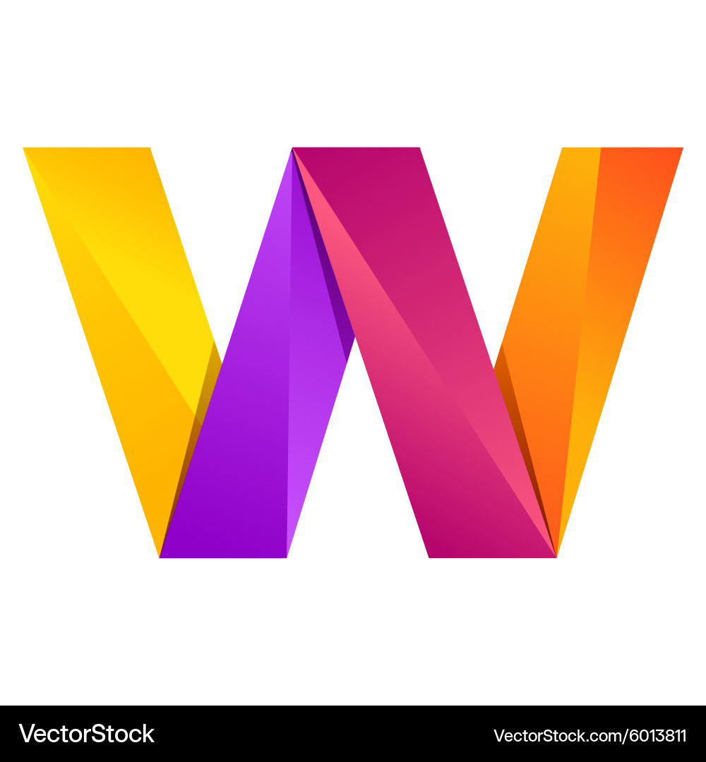 W letter one line colorful logo design template Vector Image