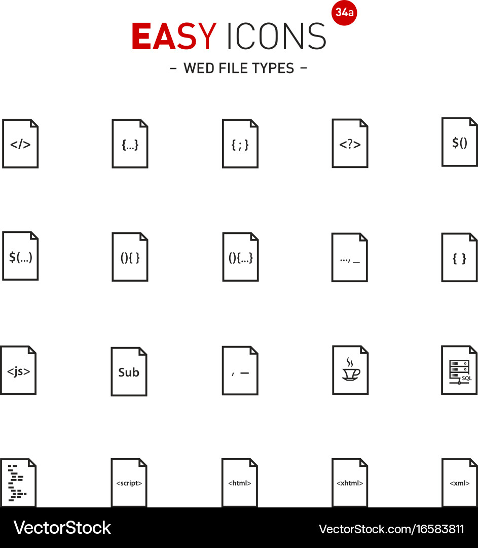 Web File Type Icons vector image
