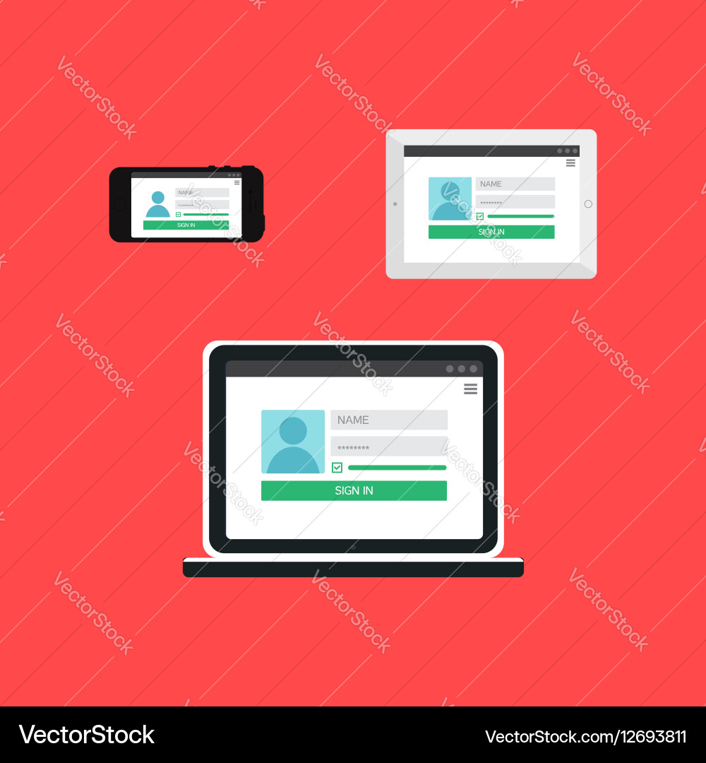 Web template of adaptive login form vector image
