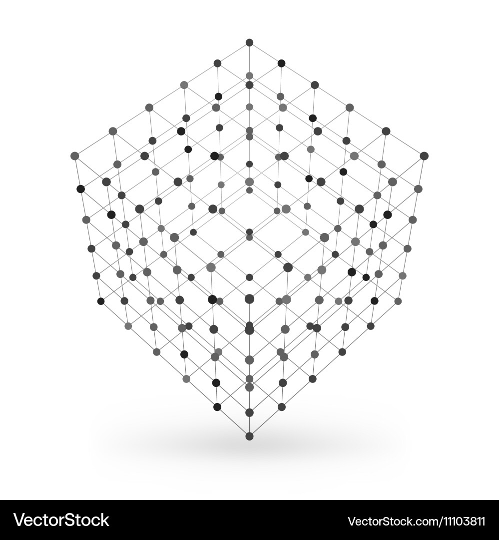 Wireframe polygonal geometric element cube vector image