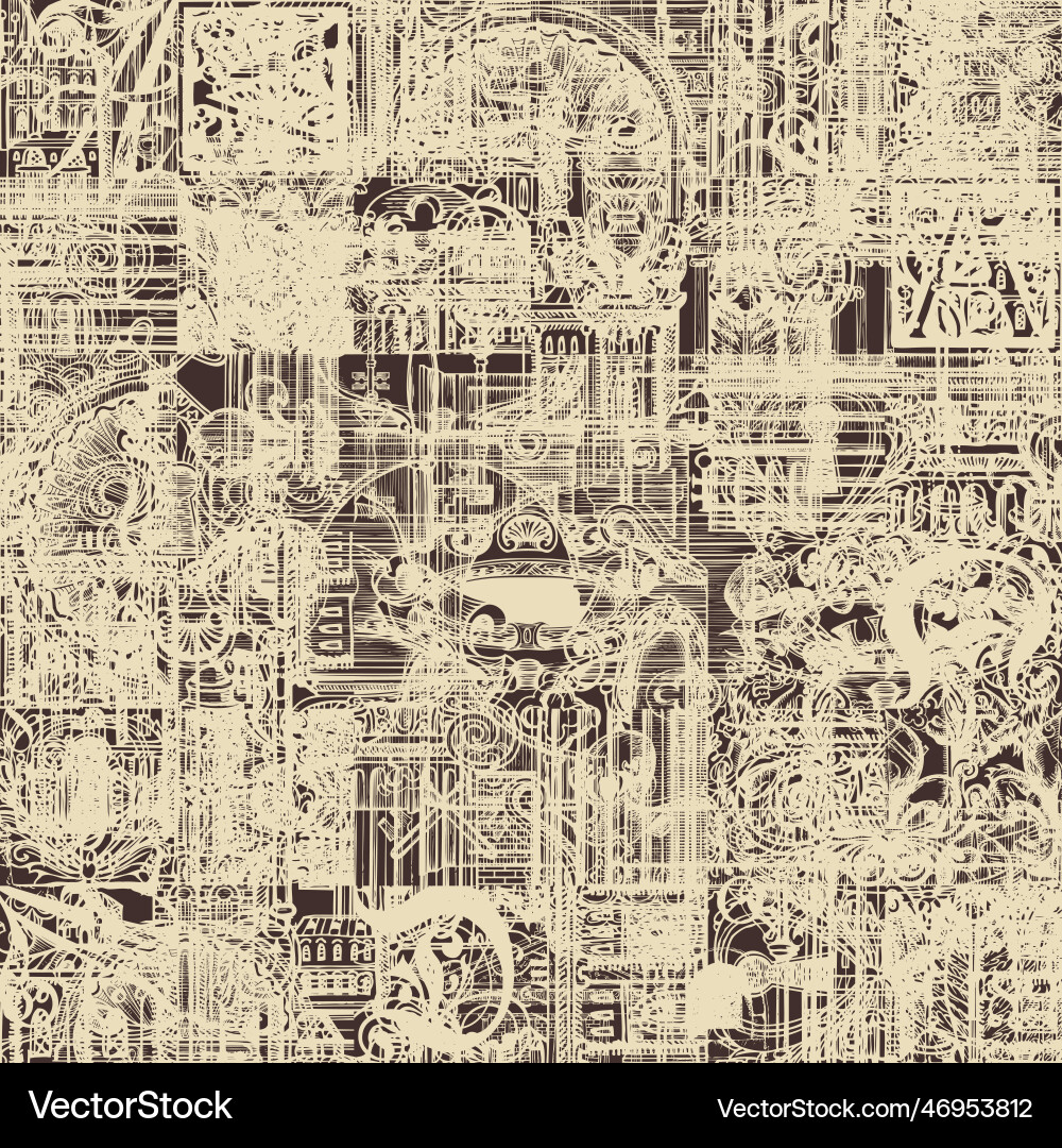 Abstract seamless pattern on ancient architecture Abstract seamless pattern on ancient architecture vector image
