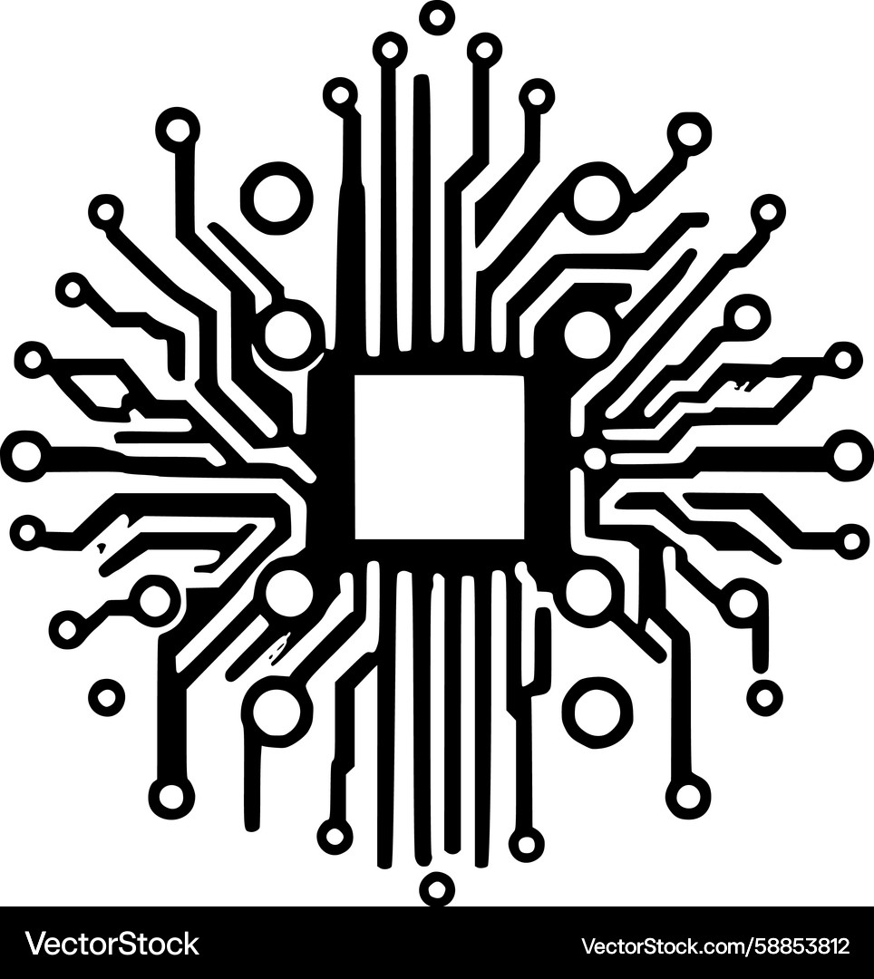 Central processing unit circuit pattern Vector Image