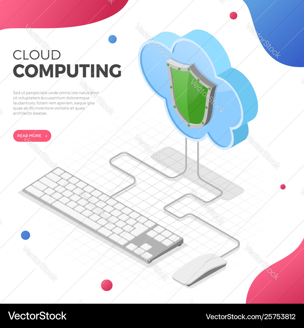 Cloud Computing Security Isometric vector image