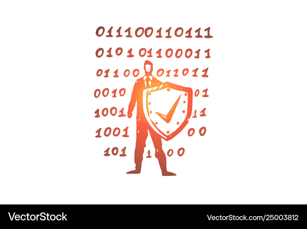 Computer protection security data shield Vector Image