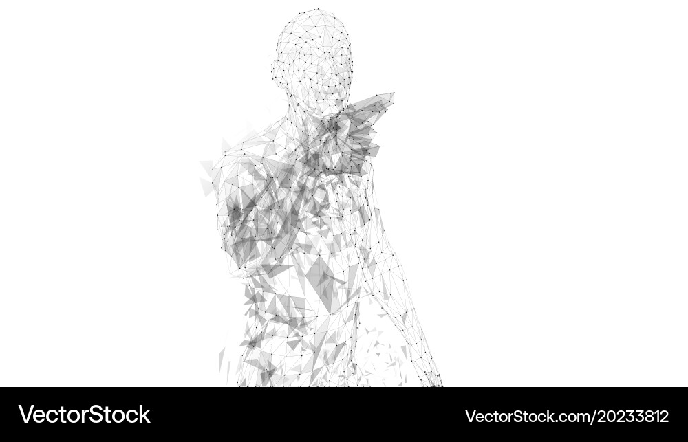 Conceptual abstract man touching or pointing Vector Image