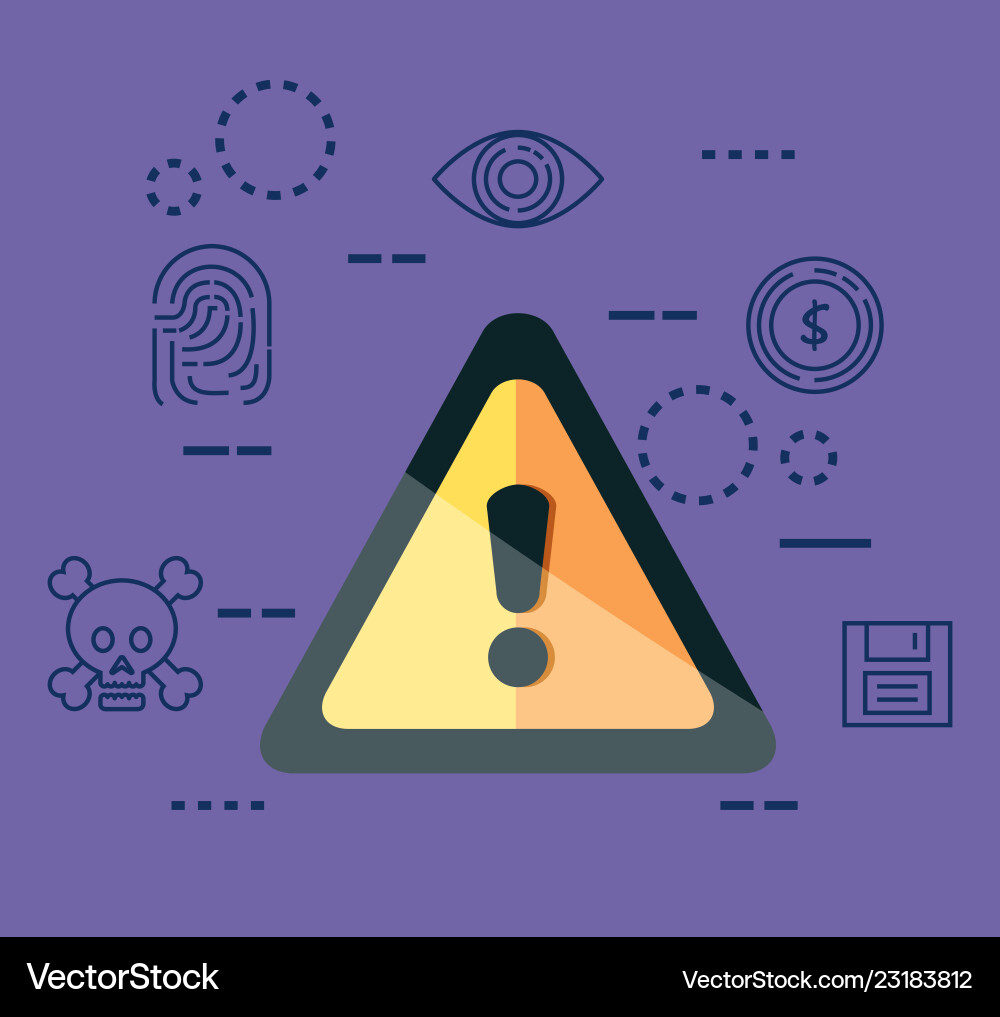 Data center security with caution signal Data center security with caution signal vector image