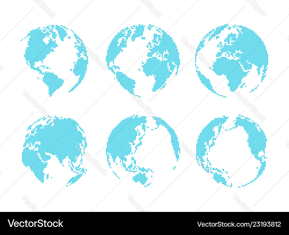 Dotted Globe and Map Set vector image