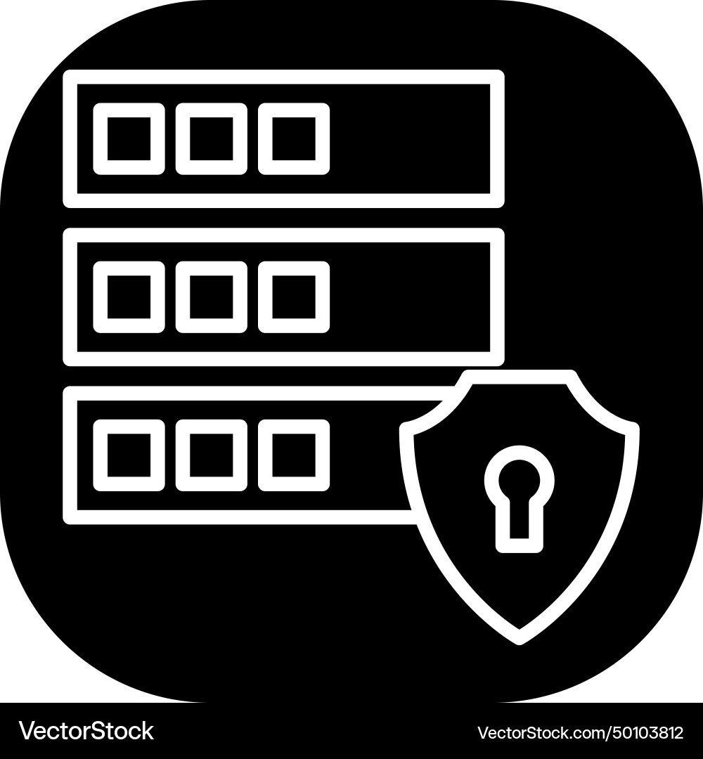 Encrypted database security icon with black Encrypted database security icon with black vector image