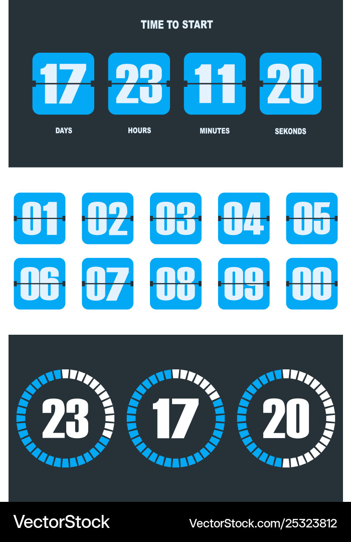 Flip countdown clock counter timer Flip countdown clock counter timer vector image