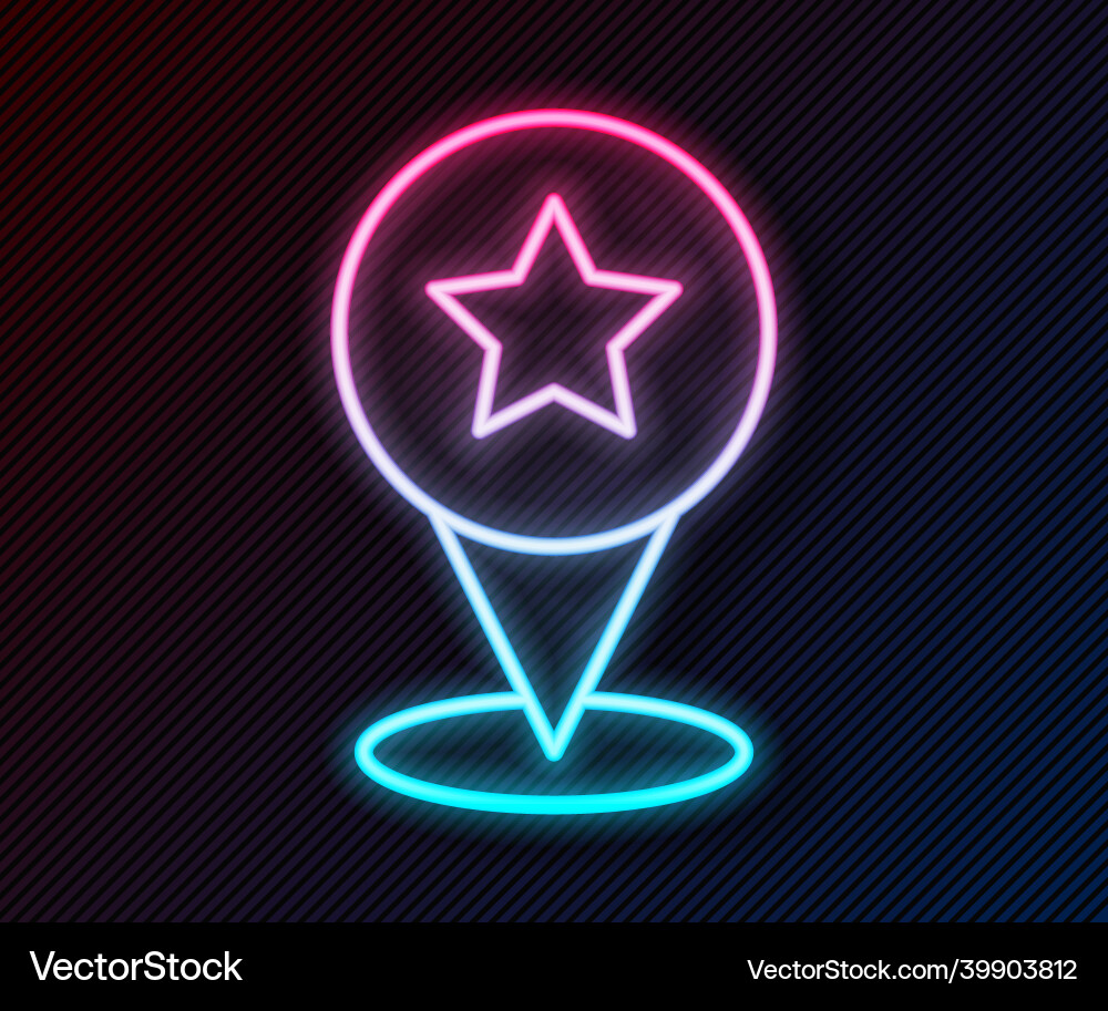 Glowing neon line map pointer with star icon Glowing neon line map pointer with star icon vector image