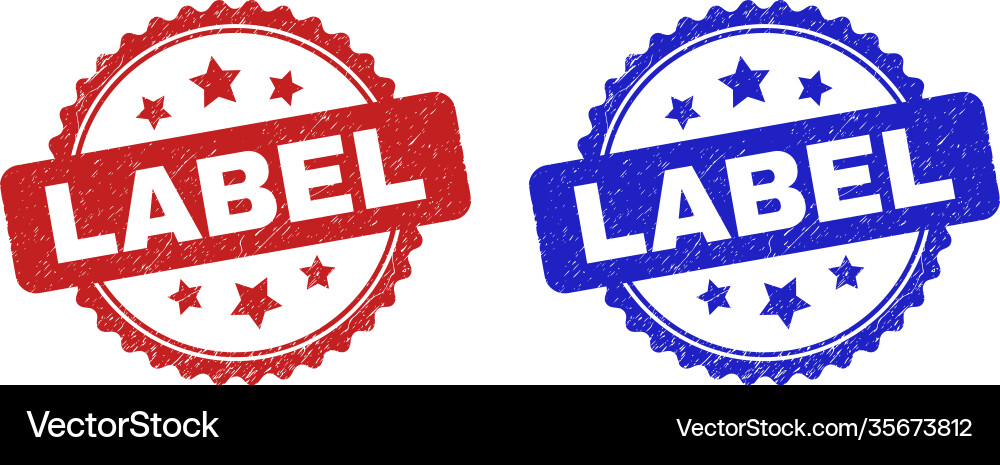 Label rosette seals using distress texture Vector Image