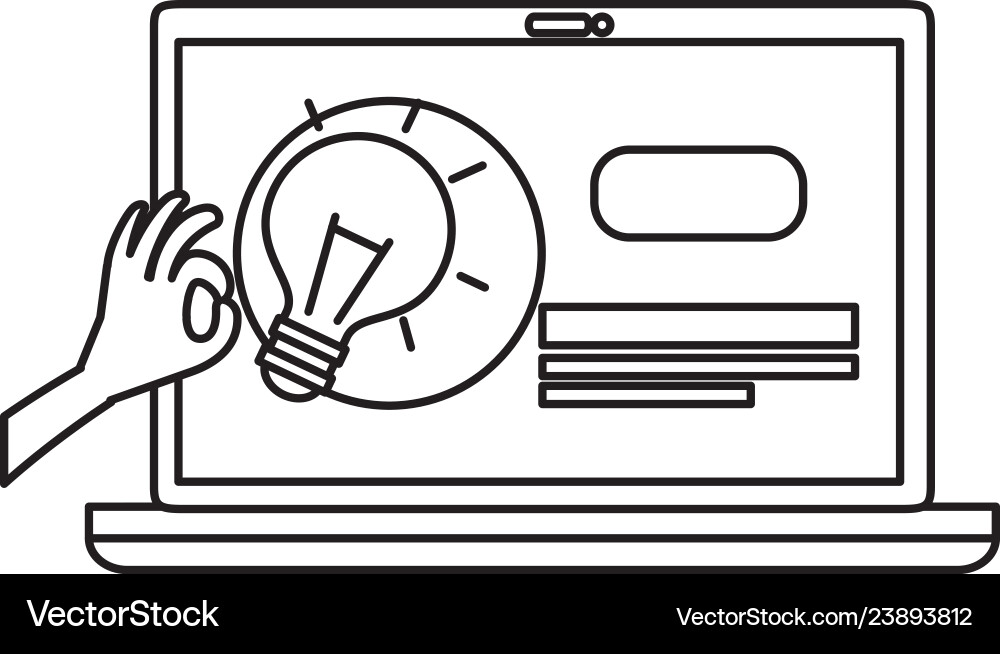 Laptop computer with bulb light Laptop computer with bulb light vector image