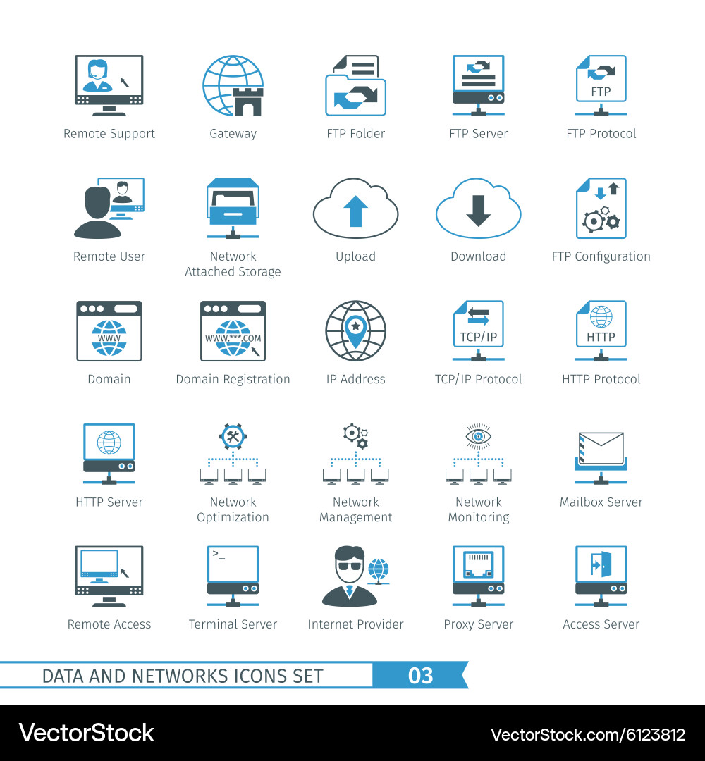 Network Icon Set - Data & Connectivity Vector Image