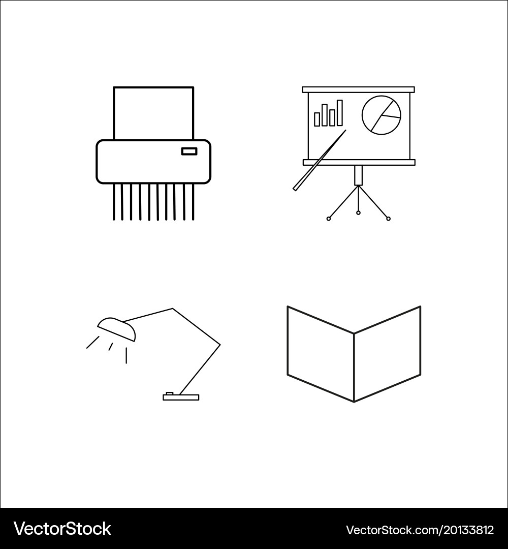 Office simple linear icon setsimple outline icons vector image