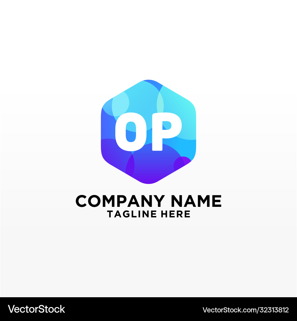 Op initial logo with colorful circle template Op initial logo with colorful circle template Vector Image