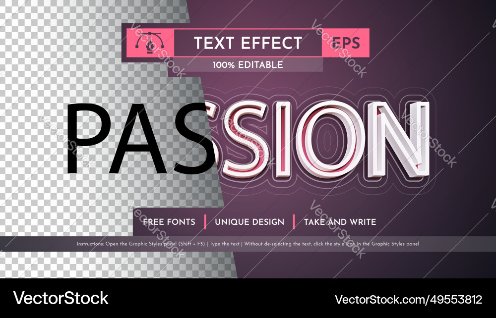 Passion stroke - editable text effect font style Passion stroke - editable text effect font style vector image