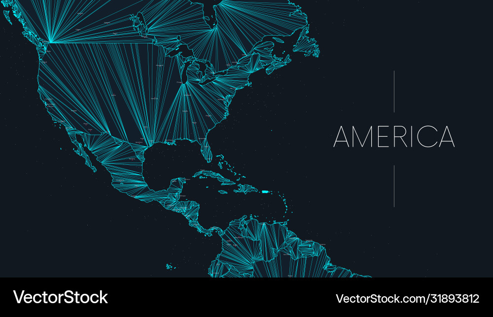 Polygonal map american continent Polygonal map american continent vector image